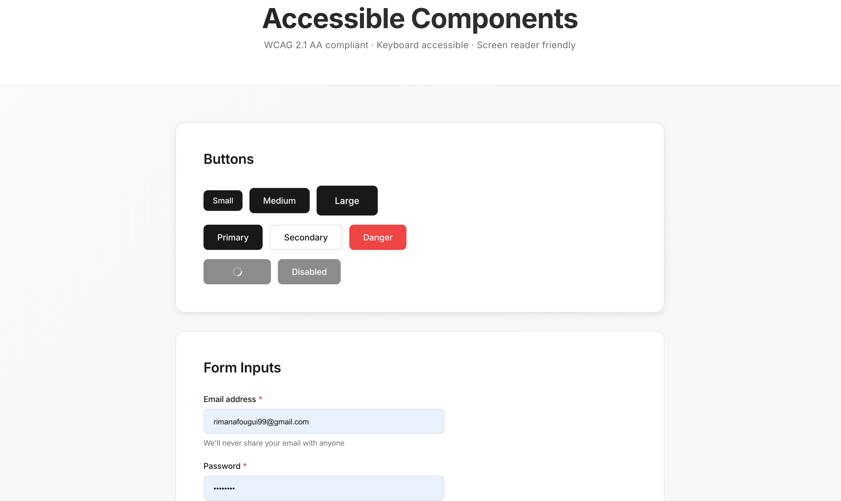 Accessible Component Library screenshot